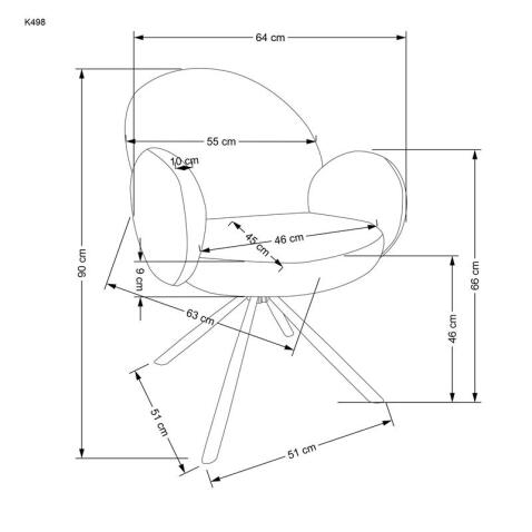 Стул HALMAR K498 капучино/черный, поворотный