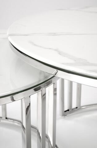 Комплект HALMAR MERCURY 2 (2 стола журнальных) белый мрамор/серебристый