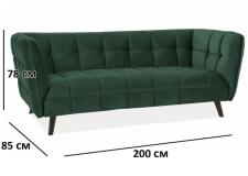 Диван SIGNAL CASTELLO 3 Velvet Bluvel 78 зеленый/венге