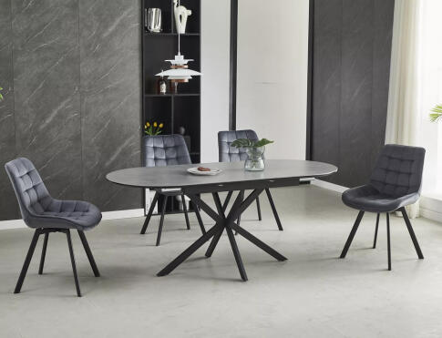 Стол обеденный SIGNAL GASTON Ceramic серый/черный 140-180/80