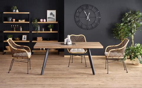 Стол обеденный HALMAR BERLIN орех/черный 140-180/85