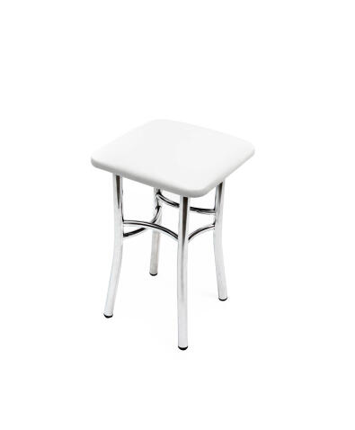 Табурет ВВР Квадрат белый/хром, экокожа