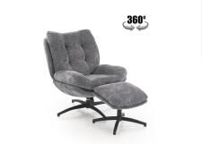 Комплект HALMAR PESTO (кресло+подставка для ног) серый