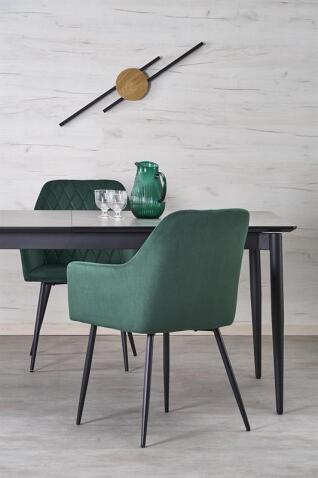 Стол обеденный HALMAR CHARLES серый мрамор/черный 180-260/90