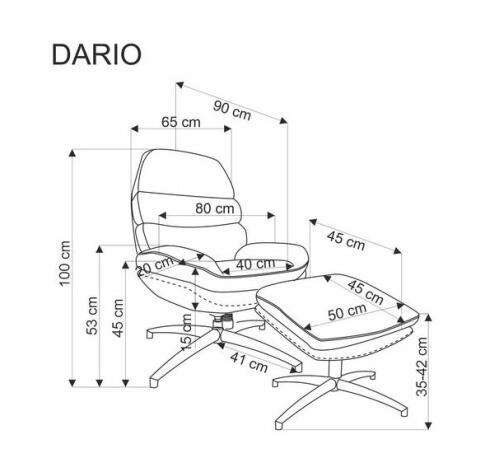 Кресло HALMAR DARIO серый/черный