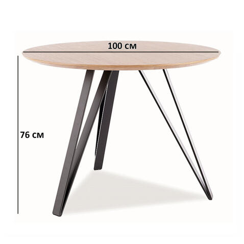 Стол обеденный SIGNAL TETIS дуб/черный 100