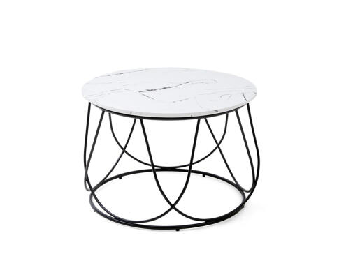 Стол журнальный HALMAR NUBIRA белый мрамор/черный, 60/41
