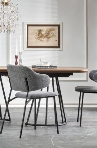 Стол обеденный HALMAR EVERTON ореховый/черный 180-200/100