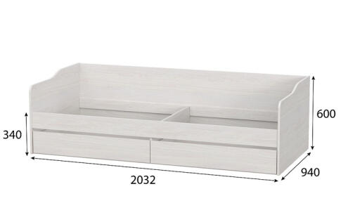 Кровать NN Мебель КР 1 Серия 2 Ясень Анкор светлый 90х200