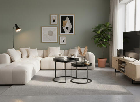 Комплект SIGNAL AMARO (2 стола журнальных) черный мрамор/черный