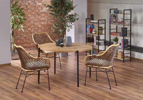 Стол обеденный HALMAR MORGAN дуб золотой/черный 120