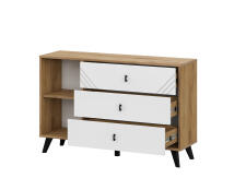 Комод NN Мебель (МС Байкал К) Дуб Золотой/Белый матовый, 3 ящика (со створкой) (SAFE)