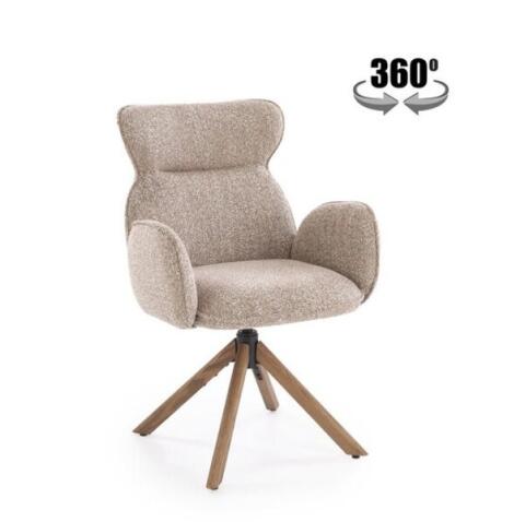 Стул HALMAR K585 темно-бежевый/орех светлый, поворотный