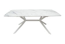 Стол ВВР Джерси Мрамор белый ф/п, белый глянец/белый
