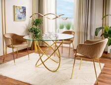 Стол обеденный SIGNAL ORBIT прозрачный/золотой 100