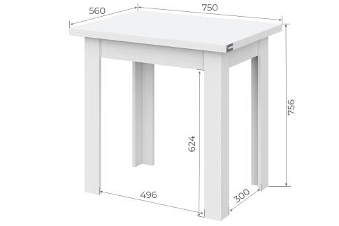 Стол обеденный NN Мебель СО 3 Белый, раскладной