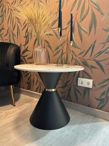 Стол журнальный HALMAR GORETTI S белый мрамор/черный