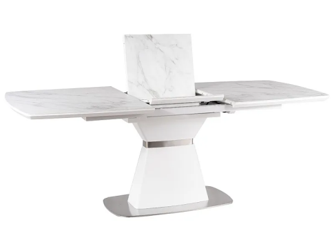 Стол обеденный SIGNAL SATURN II белый мрамор/белый мат