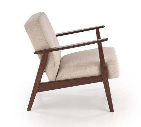 Кресло HALMAR MILANO 1S tap. Castel 15 бежевый/орех