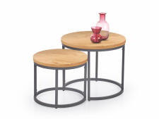 Комплект HALMAR OREO (2 стола журнальных) дуб золотой/черный, 43/35 и 53/45