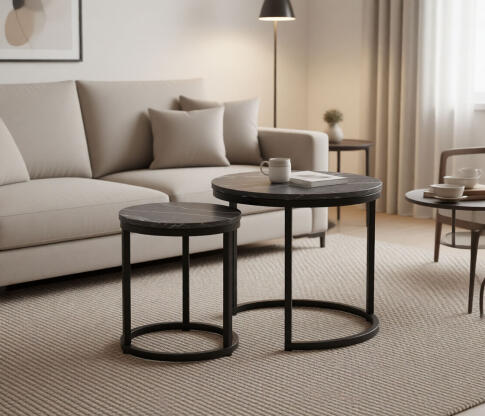 Комплект SIGNAL HOLA (2 стола журнальных) черный мрамор/черный