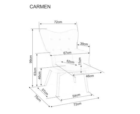 Кресло SIGNAL CARMEN Raven 07 серый/черный мат