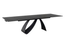 Стол обеденный SIGNAL DIUNA Ceramic Sahara Noir черный мрамор/черный мат 160-240/90