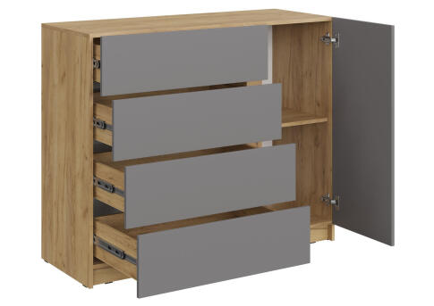 Комод МК Стиль БОСТОН КМ-001 ЛДСП дуб крафт золотой/серый шифер