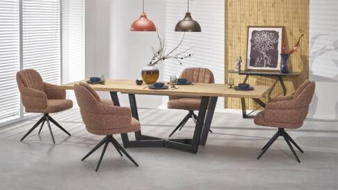 Стол обеденный HALMAR MASSIVE 2 дуб натуральный/черный 160-250/90