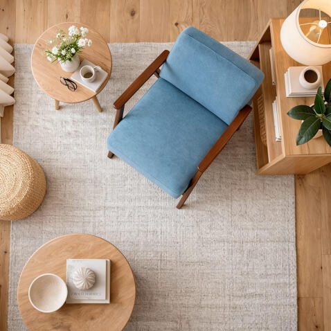 Кресло HALMAR MILANO 1S tap. Castel 74 синий/орех