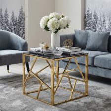 Стол журнальный SIGNAL ESCADA B II эффект черного мрамора/золотой, 55/55/55