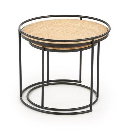 Комплект HALMAR MANADO (2 стола журнальных) натуральный/черный, 51/42 и 41/37