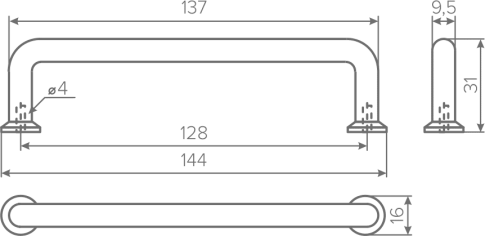 Ручка REJS Tubo C=128 мм брашированное золото