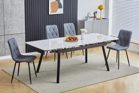 Стол обеденный SIGNAL JOHN белый/черный 120-180/85