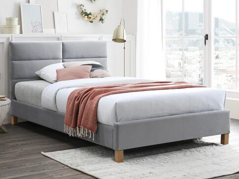 Кровать SIGNAL SIERRA Velvet Bluvel 03 светло-серый/дуб 120/200