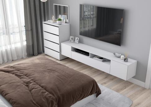 Тумба для ТВ NN Мебель (МС Токио) Белый текстурный