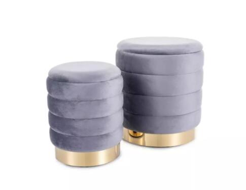 Комплект SIGNAL BRITTA Velvet (2 пуфа) серый
