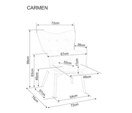 Кресло SIGNAL CARMEN Raven 15 серый/черный мат
