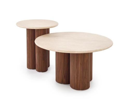 Стол журнальный HALMAR DOROTEA S травертин/орех