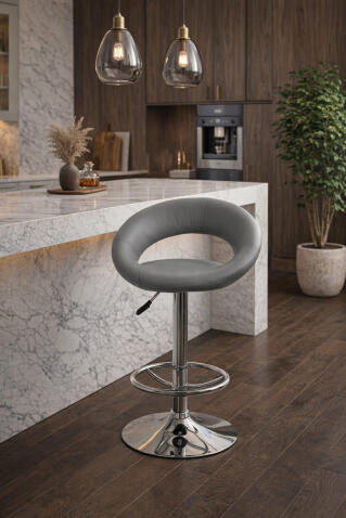 Стул барный HALMAR H15 серый/хром