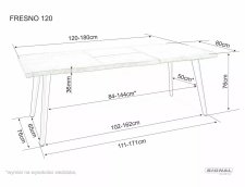 Стол обеденный SIGNAL FRESNO дуб артизан/черный 120-180/80