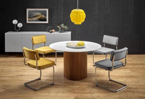 Стол обеденный HALMAR BRUNO белый мрамор/ореховый 120