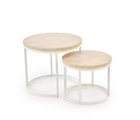 Комплект HALMAR OREO (2 стола журнальных) травертин/белый