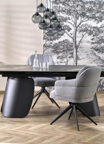 Стол обеденный HALMAR FORUM черный мрамор/черный 180-260/90