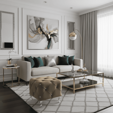 Пуф SIGNAL HESTIA K Velvet Bluvel 28 бежевый/серебряный