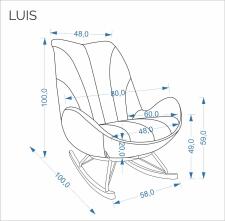Кресло-качалка HALMAR LUIS темно-бежевый/черный/натуральный