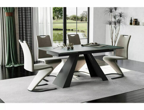 Стол обеденный SIGNAL SALVADORE Ceramic Ossido Verde бирюзовый/черный мат 160-240/90