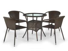 Стол обеденный HALMAR MIDAS искуств. ротанг/темно-коричневый, 74/74