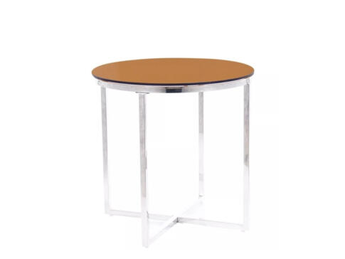 Стол журнальный SIGNAL CRYSTAL B дымчатый янтарь/серебряный, d55