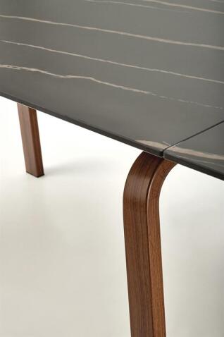 Стол обеденный HALMAR LOZANO черный мрамор/ореховый 140-200/82
